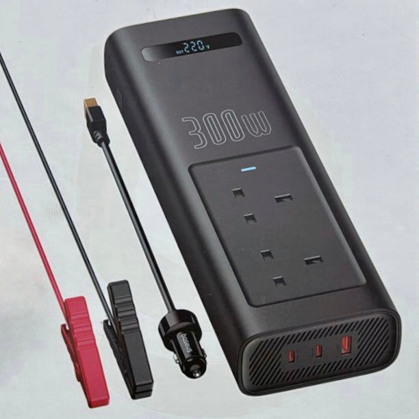 Baseus 300W 5-Port Smart Display Car Power Inverter