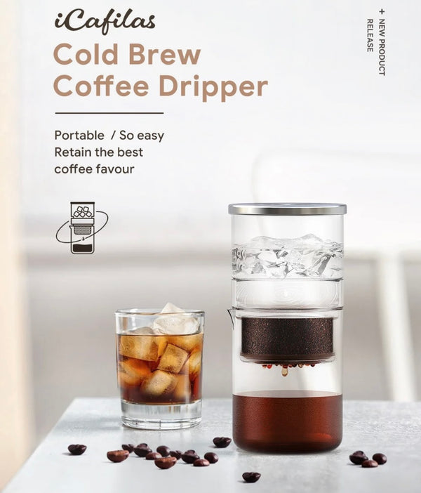 Protable Ice Cold Brew Coffee Pot Set Drip Filter Ecocoffee Iced Tools Barista Hand-made Glass Coffee Maker Coffee Dripper Pot