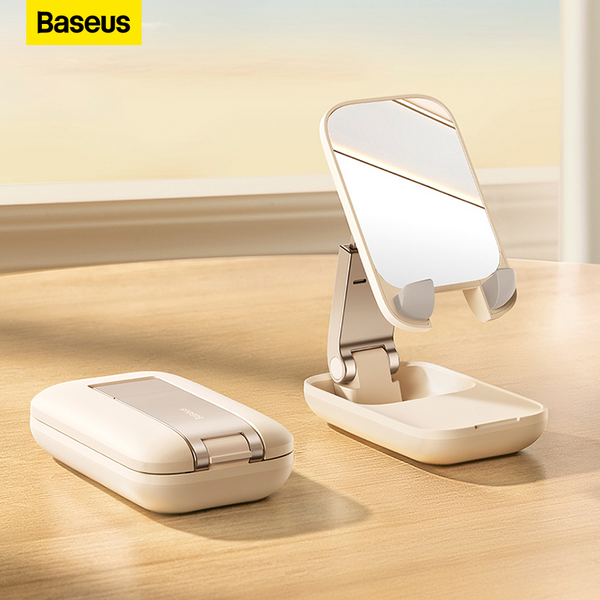 قاعدة مكتبية قابلة للطي لحمل الهاتف مع مرآة من Baseus