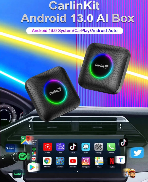 Carlink 8 + 128Gb Led Light Custom Carlinkit Car Play Smart Box Ai Box For  Wireless Carplay Car Tiktok