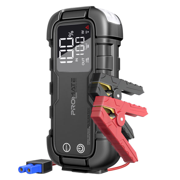 promate 2000a 12v heavy duty car jump starter with 20000mah power bank & 45w power delivery