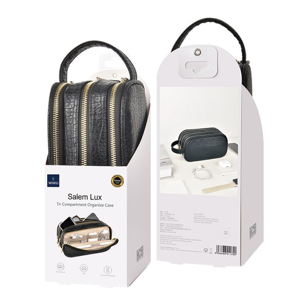 WiWu Multi Compartment Leather Handbag - Black