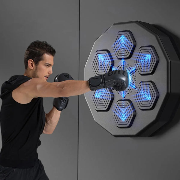مكبس إلكتروني معتمد على الجدار مع إضاءة LED وبلوتوث لتمارين الملاكمة ورد الفعل.