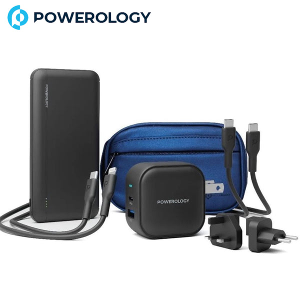 Powerology 5 in 1 Universal Power Combo 10000mAh PD Technology Power Bank / 38W Charger &amp; Fast Charging Cables