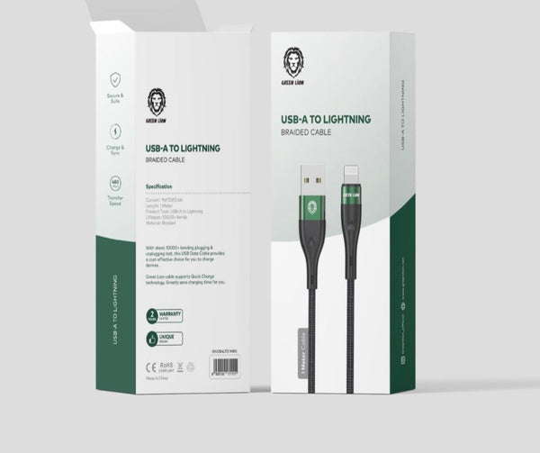 green lion usb-a to lightning braided cable 1m
