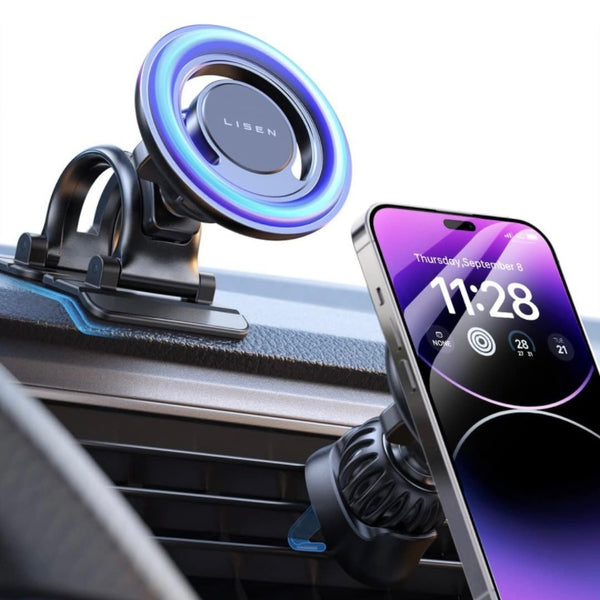 LISEN Fits MagSafe Car Mount for iPhone Strong Magnetic Phone Holder for Car Vent Dashboard