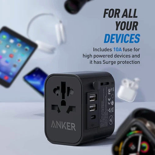 ANKER فيشة السفر  لشحن جميع أجهزتك على مستوى العالم من