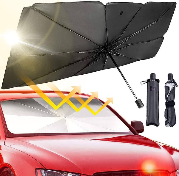 An umbrella made of heat-insulating fabric to shade the car from the sun's rays