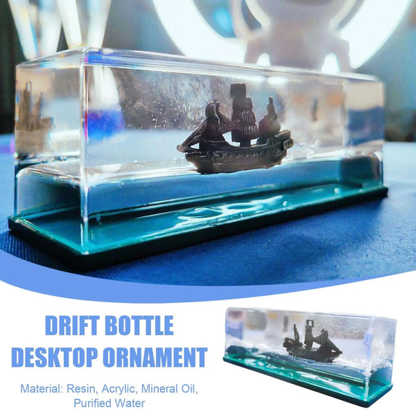 The black pirate ship as a room decoration gift floats above the liquid and sinks