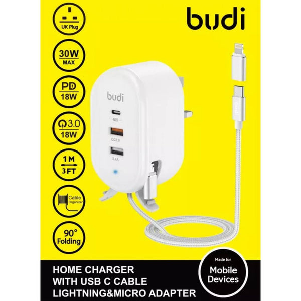 body home charger with USB C cable Lightning &amp; Micro adapter