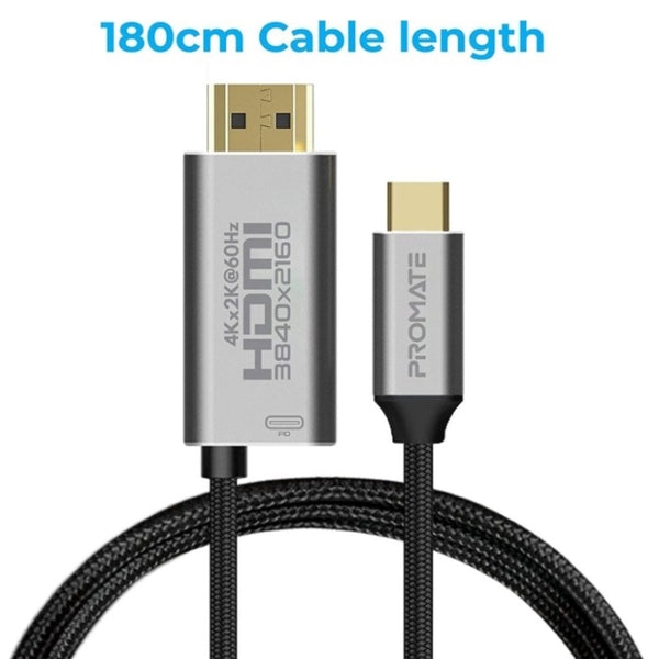 كابل USB-C إلى 4K HDMI بقوة توصيل 60W بطول 1.8M من PROMATE