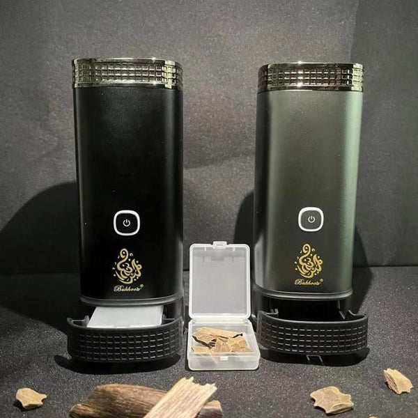 Portable electronic incense burner with incense storage slot 
