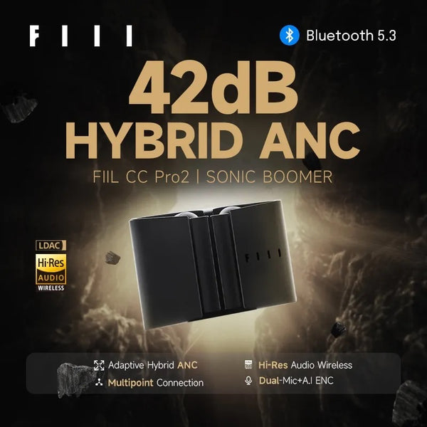 FIIL CC Pro2 42dB ANC Hi-Res Headphones Wireless Bluetooth 5.3 TWS Earbuds Support APP LDAC Function