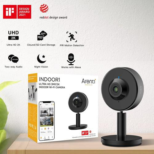 كاميرا مراقبة Arenti INDOOR1 3MP 2K Ultra HD Wi-Fi Mini Security Camera